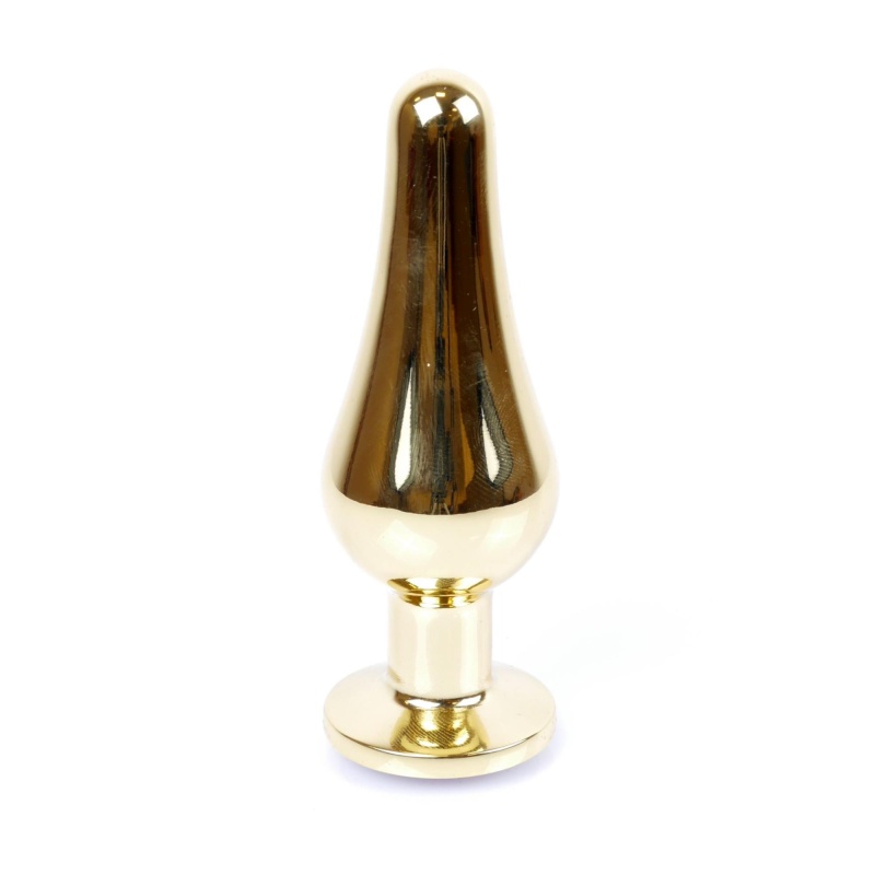 Biżuteria analna Jewellery Gold Clear - korek ze stali nierdzewnej z kryształem, anatomiczny, 9,5 cm x 3 cm - 6