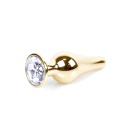 Biżuteria analna Jewellery Gold Clear - korek ze stali nierdzewnej z kryształem, anatomiczny, 9,5 cm x 3 cm - 7