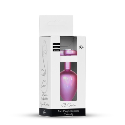 Plug-Jewellery Pearl Pink Heart PLUG- Clear L - 1