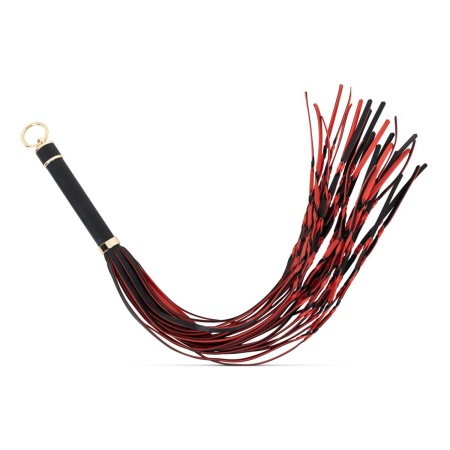Flogger Fetish Collection 64 cm z ekoskóry i metalowym pierścieniem - czerwono-czarny - 3