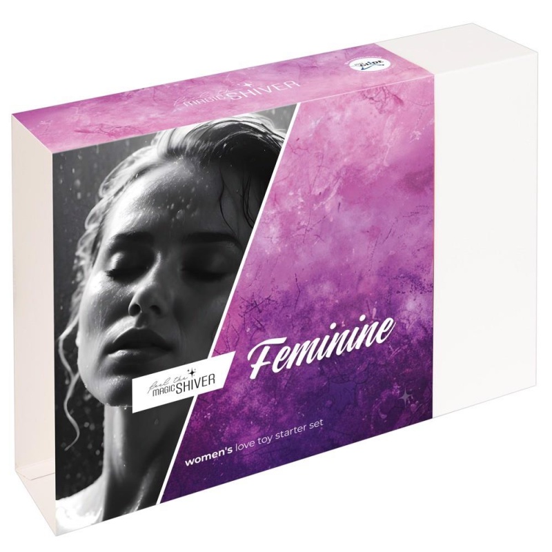 Zestaw erotyczny Magic Shiver Feminine – 4 silikonowe akcesoria dla kobiet: dildo z przyssawką 16,6 cm, korek analny 5 cm, kulki - 7