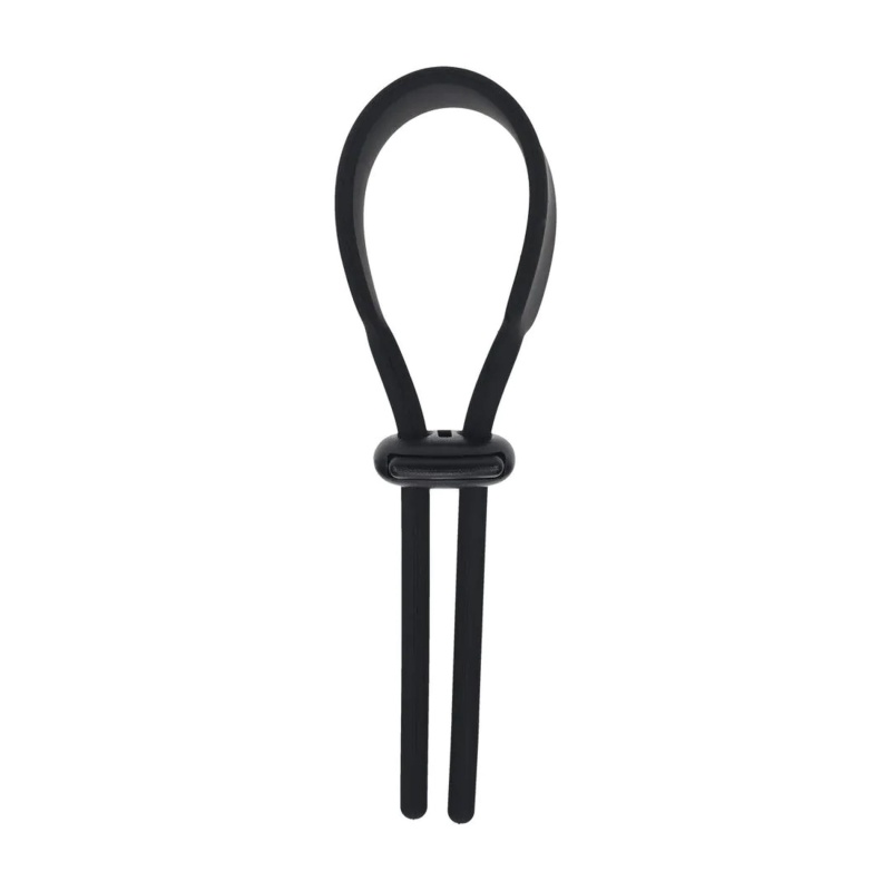 Wide Adjustable Silicone Lasso Cockring - 5mm - Black - 1
