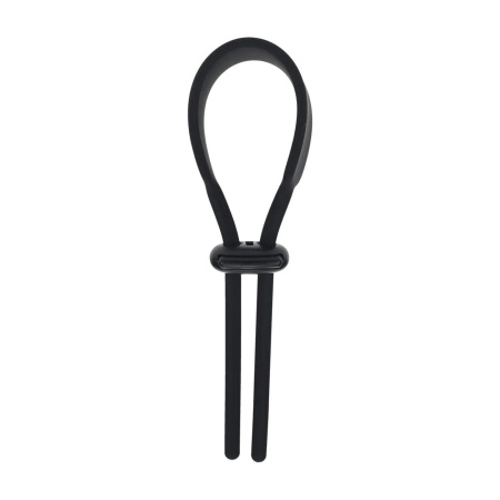 Wide Adjustable Silicone Lasso Cockring - 5mm - Black - 1