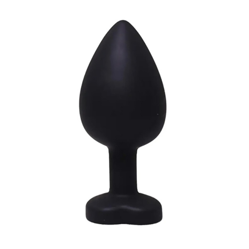 Korek analny w kształcie serduszka, rozmiar Small, z białym kryształem – silikon medyczny, 7 cm (szer. 2,8 cm) - 2