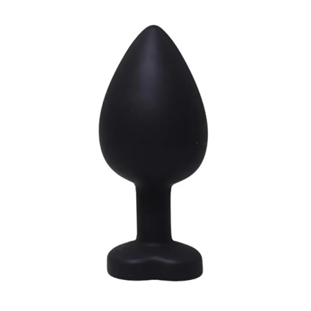 Korek analny w kształcie serduszka, rozmiar Small, z białym kryształem – silikon medyczny, 7 cm (szer. 2,8 cm) - 2