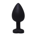 Korek analny w kształcie serduszka, rozmiar Small, z białym kryształem – silikon medyczny, 7 cm (szer. 2,8 cm) - 2