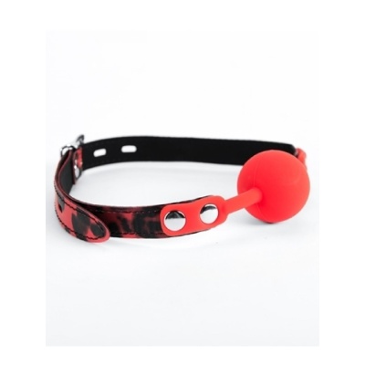 Red Silicone Ball Gag Leopard - 1 2