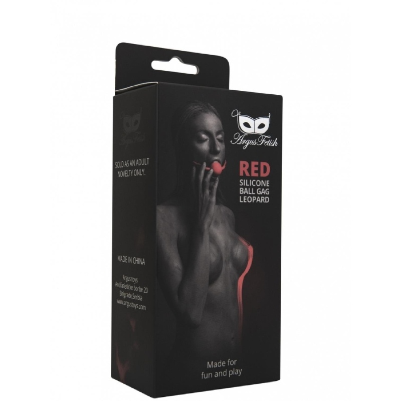 Red Silicone Ball Gag Leopard - 3